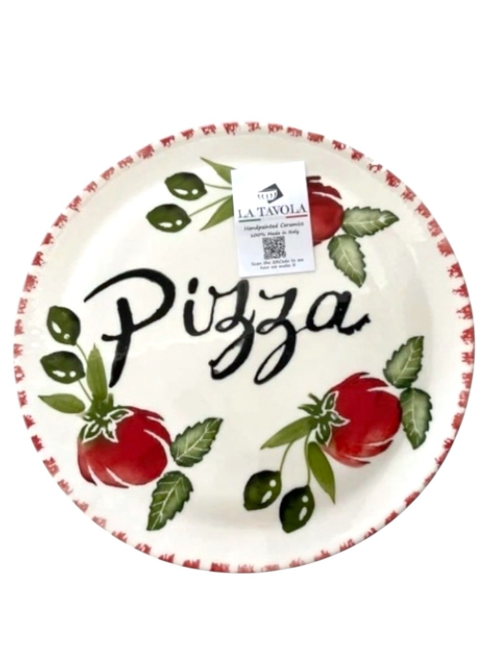 Hand Painted Ceramic Pizza Serving Platter 13” Made In Italy Pizza Tray NWT